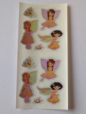 ☀️Vintage Sandylion Glittery Orange Mushroom Fairies Sticker Sheet - Rare 90s